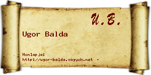 Ugor Balda névjegykártya